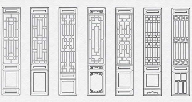 连山常用中式仿古花窗图案隔断设计图